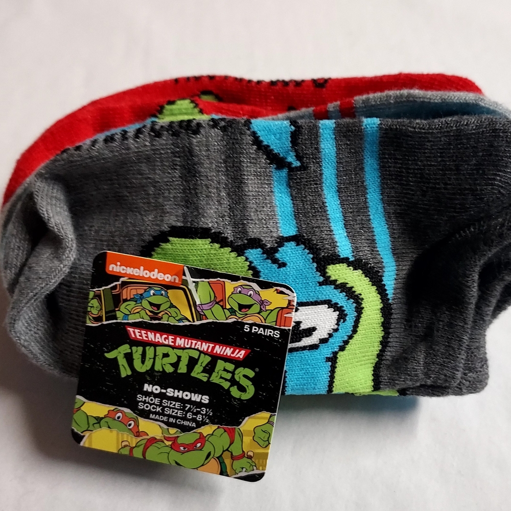 NEW Teenage Mutant Ninja Turtles Boys NoShow Socks Shoe Sz 7.5-3.5